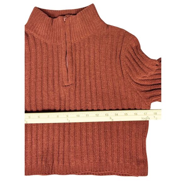 Hazel Moon Sweater Cropped Women’s Ribbed Knit Pullover 1/4 Zip XL Classic Y2K - Picture 7 of 8